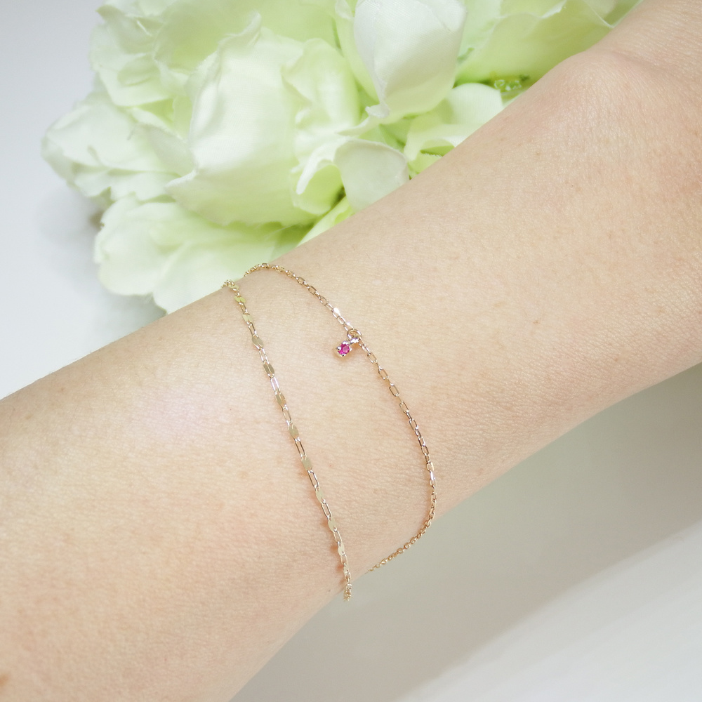 2連ブレスレット　ピンクサファイヤ