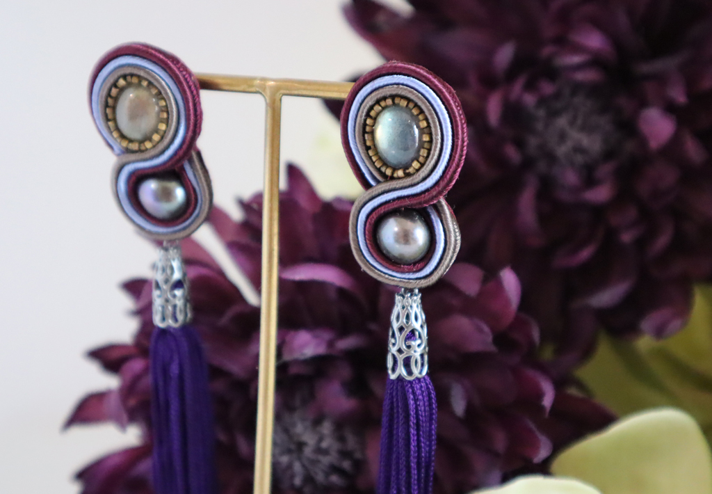 ラブラドライト　タッセルピアス