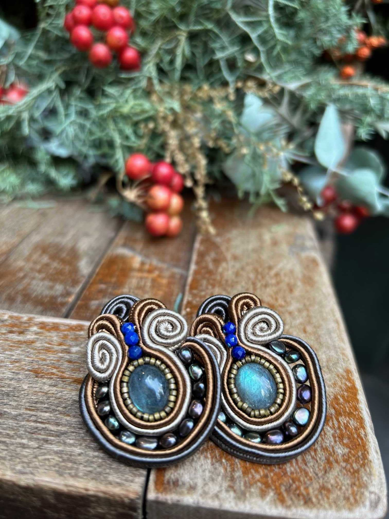 ラブラドライト　イヤリング